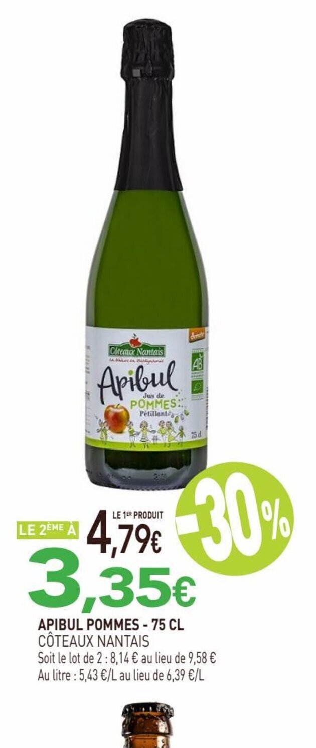 naturéO APIBUL POMMES - 75 CL CÔTEAUX NANTAIS offre