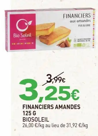 naturéO FINANCIERS AMANDES 125 G offre