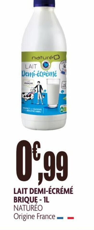 naturéO LAIT DEMI-ÉCRÉMÉ BRIQUE - IL NATURÉO Origine France offre