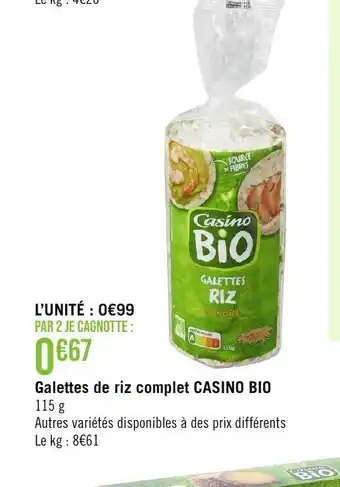 Géant Casino Galettes de riz complet CASINO BIO offre