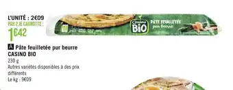 Géant Casino A Pâte feuilletée pur beurre CASINO BIO offre