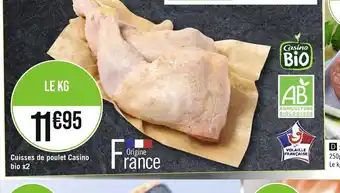 Géant Casino Cuisses de poulet Casino bio x2 offre