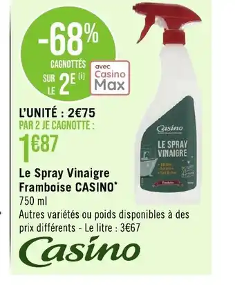 Géant Casino Le Spray Vinaigre Framboise CASINO* offre