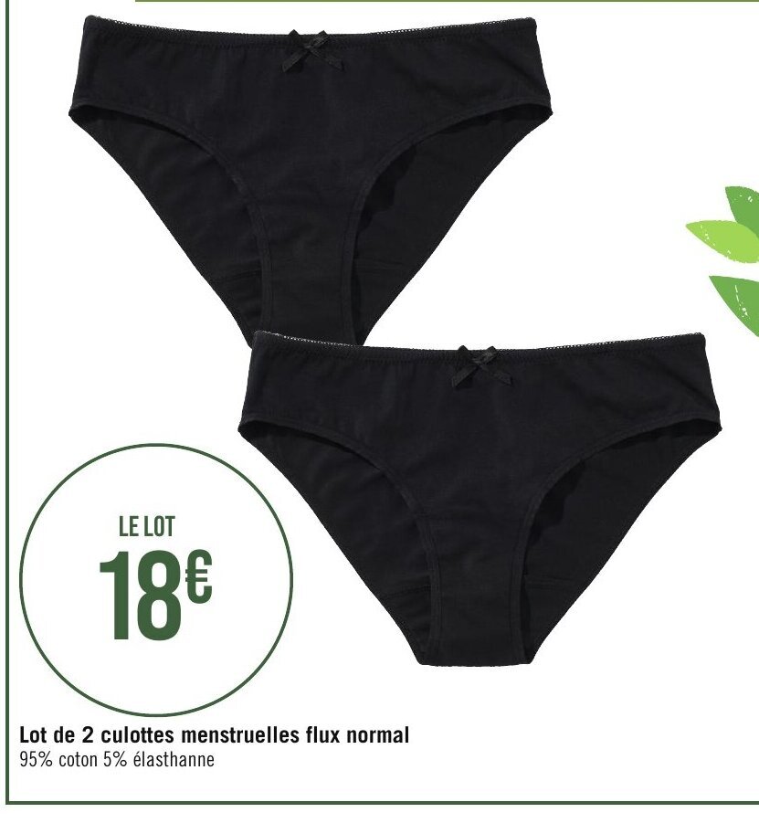Géant Casino Lot de 2 culottes menstruelles flux normal offre