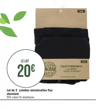 Lot de 2 culottes menstruelles flux abondant