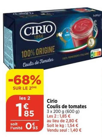 Bi1 Cirio Coulis de tomates offre