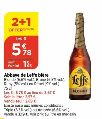 Bi1 Abbaye de Leffe bière offre