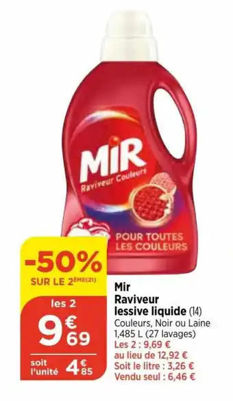 Bi1 Mir Raviveur lessive liquide (14) Couleurs, Noir ou Laine 1,485 L (27 lavages) Les 2:9,69 € offre