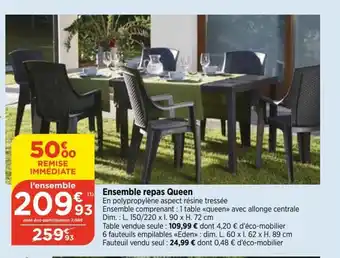 Bi1 Ensemble repas Queen offre