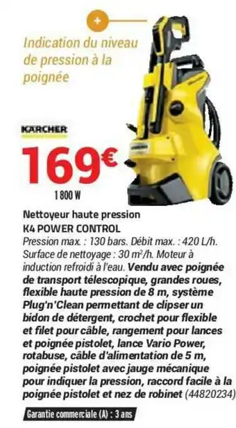 Bricorama Nettoyeur Haute Pression K4 Power Control Kärcher offre