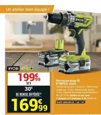 Bricorama Perceuse Sans Fil R18pd3-240s Ryobi offre