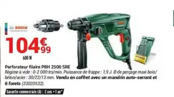 Bricorama Perforateur Filaire Pbh 2500 Sre Bosch offre