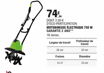 E.Leclerc Brico MOTOBINEUSE ÉLECTRIQUE 750 W GARANTIE 2 ANS** offre