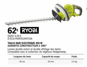 E.Leclerc Brico TAILLE-HAIE ELECTRIQUE 450 W GARANTIE CONSTRUCTEUR 2 ANS* offre