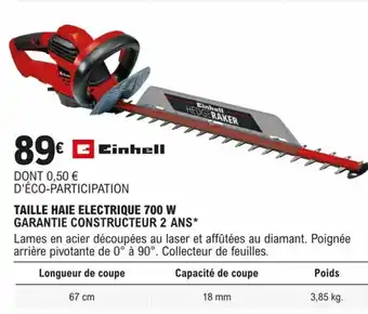 E.Leclerc Brico TAILLE HAIE ELECTRIQUE 700 W GARANTIE CONSTRUCTEUR 2 ANS* offre