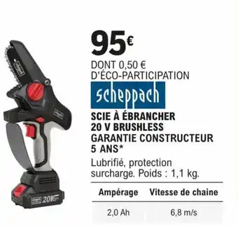E.Leclerc Brico SCIE À ÉBRANCHER 20 V BRUSHLESS GARANTIE CONSTRUCTEUR 5 ANS* offre