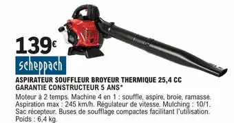 E.Leclerc Brico ASPIRATEUR SOUFFLEUR BROYEUR THERMIQUE 25,4 CC GARANTIE CONSTRUCTEUR 5 ANS* offre