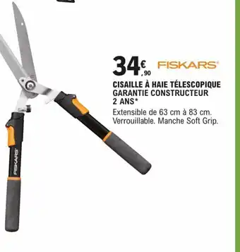 E.Leclerc Brico CISAILLE À HAIE TÉLESCOPIQUE GARANTIE CONSTRUCTEUR 2 ANS* offre