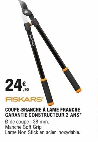 E.Leclerc Brico COUPE-BRANCHE À LAME FRANCHE GARANTIE CONSTRUCTEUR 2 ANS* Ø de coupe : 38 mm. Manche Soft Grip. offre