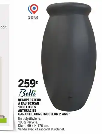 E.Leclerc Brico RÉCUPÉRATEUR À EAU TOSCAN 1000 LITRES ANTHRACITE offre