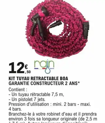 KIT TUYAU RETRACTABLE BOA GARANTIE CONSTRUCTEUR 2 ANS* Contient :