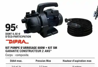 E.Leclerc Brico KIT POMPE D'ARROSAGE 800W + KIT 5M GARANTIE CONSTRUCTEUR 2 ANS* offre