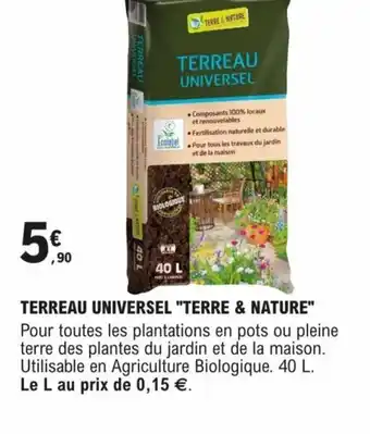 E.Leclerc Brico TERREAU UNIVERSEL "TERRE & NATURE offre