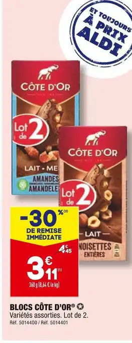 ALDI Côte d’or blocs offre
