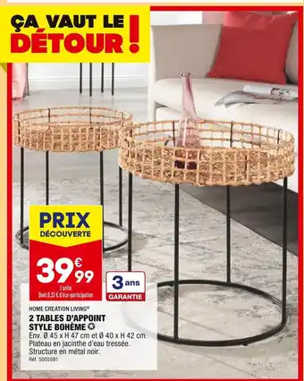 ALDI Home creation living 2 tables d’appoint style bohème offre