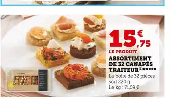 Super U Assortiment de 32 canapés traiteur offre