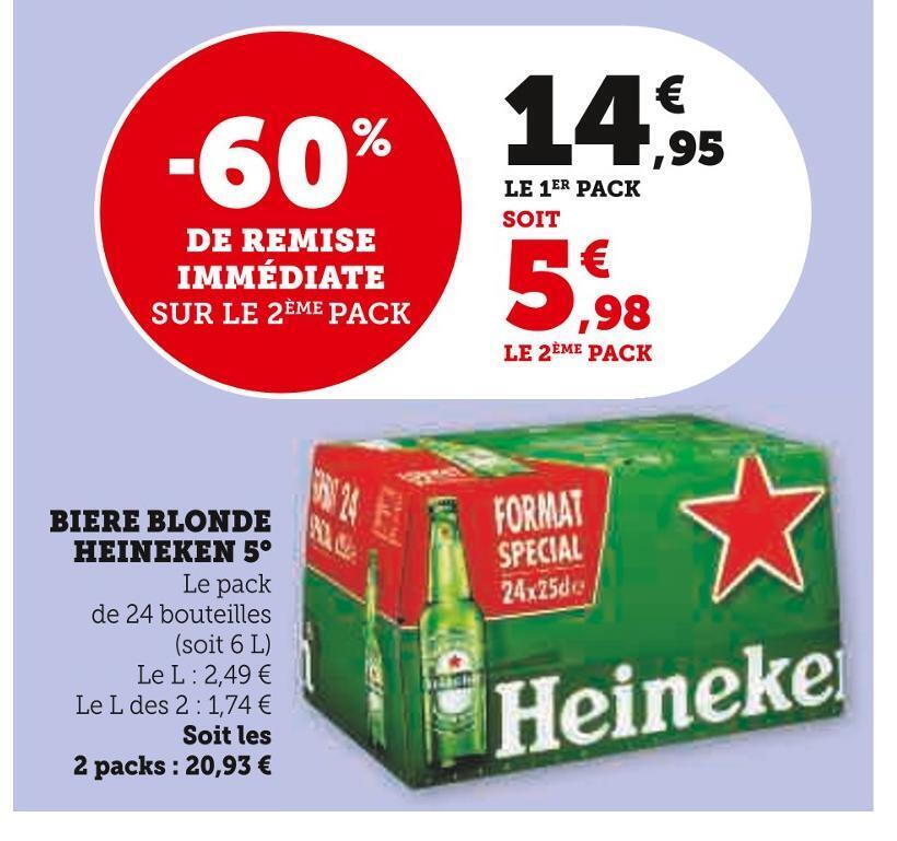 U Express Heineken biere blonde 5° offre