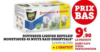Super U Raid diffuseur liquide repulsif moustiques 45 nuits essentials* offre