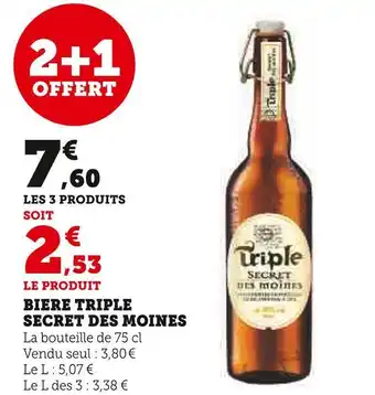 Super U Secret des moines biere triple offre