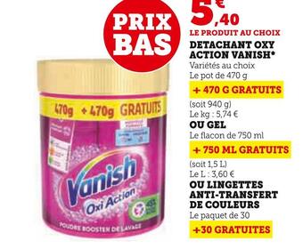 Super U Vanish detachant oxy action * offre