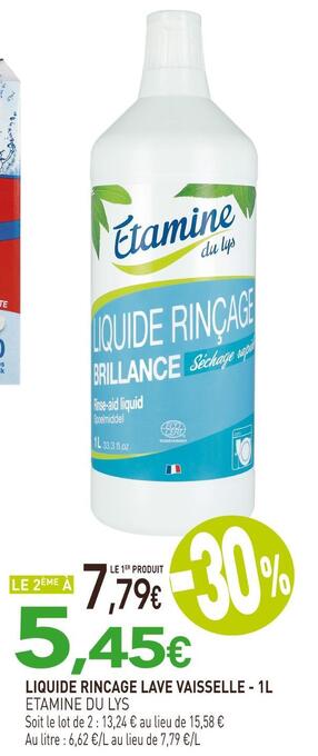naturéO Etamine du lys liquide rincage lave vaisselle offre