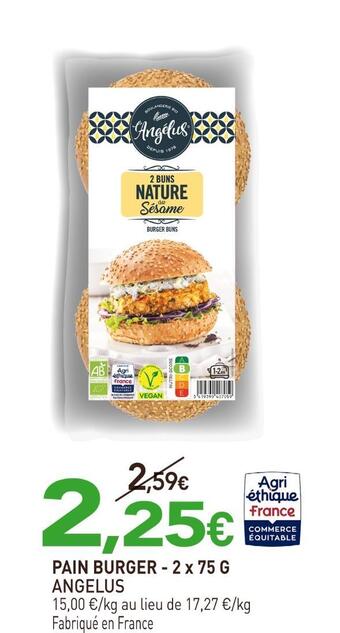 naturéO Angelus pain burger offre