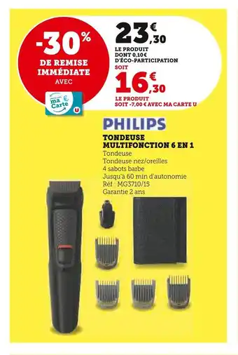 Super U Philips tondeuse multifonction 6 en 1 offre