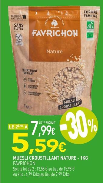 naturéO Favrichon muesli croustillant nature offre