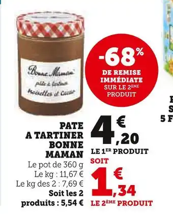 Super U Bonne maman pate a tartiner offre