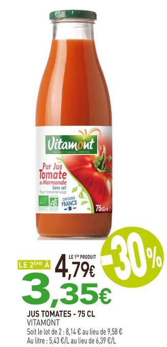 naturéO Vitamont jus tomates offre