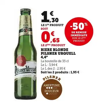 Super U Pilsner urquell biere blonde 4,4° offre