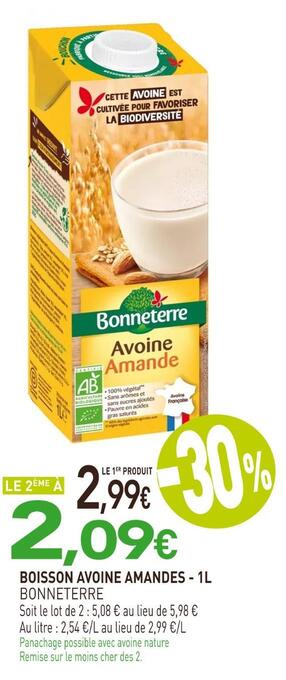 naturéO Bonneterre boisson avoine amandes offre