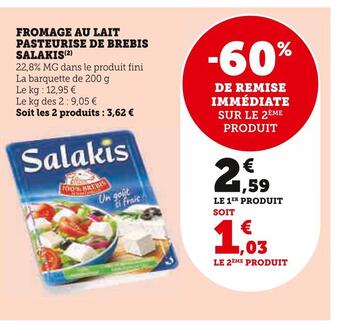 Super U Salakis fromage au lait pasteurise de brebis offre
