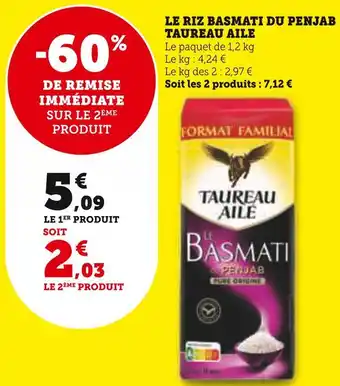 Hyper U Taureau aile le riz basmati du penjab offre