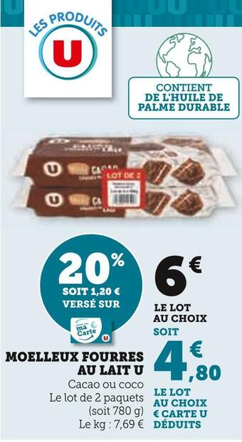 Hyper U U moelleux fourres au lait offre