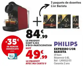 Hyper U Philips expresso l'or barista offre