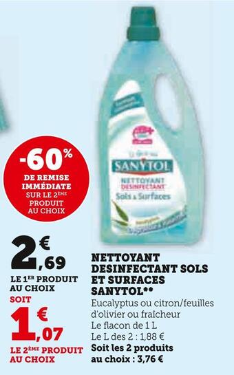 Sanytol nettoyant desinfectant sols et surfaces**