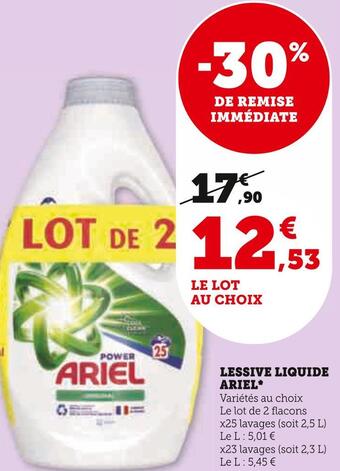 Hyper U Ariel lessive liquide * offre