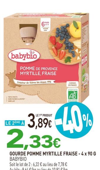 naturéO Babybio gourde pomme myrtille fraise offre