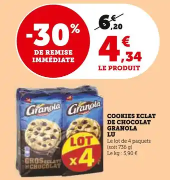 Hyper U Lu cookies eclat de chocolat granola offre